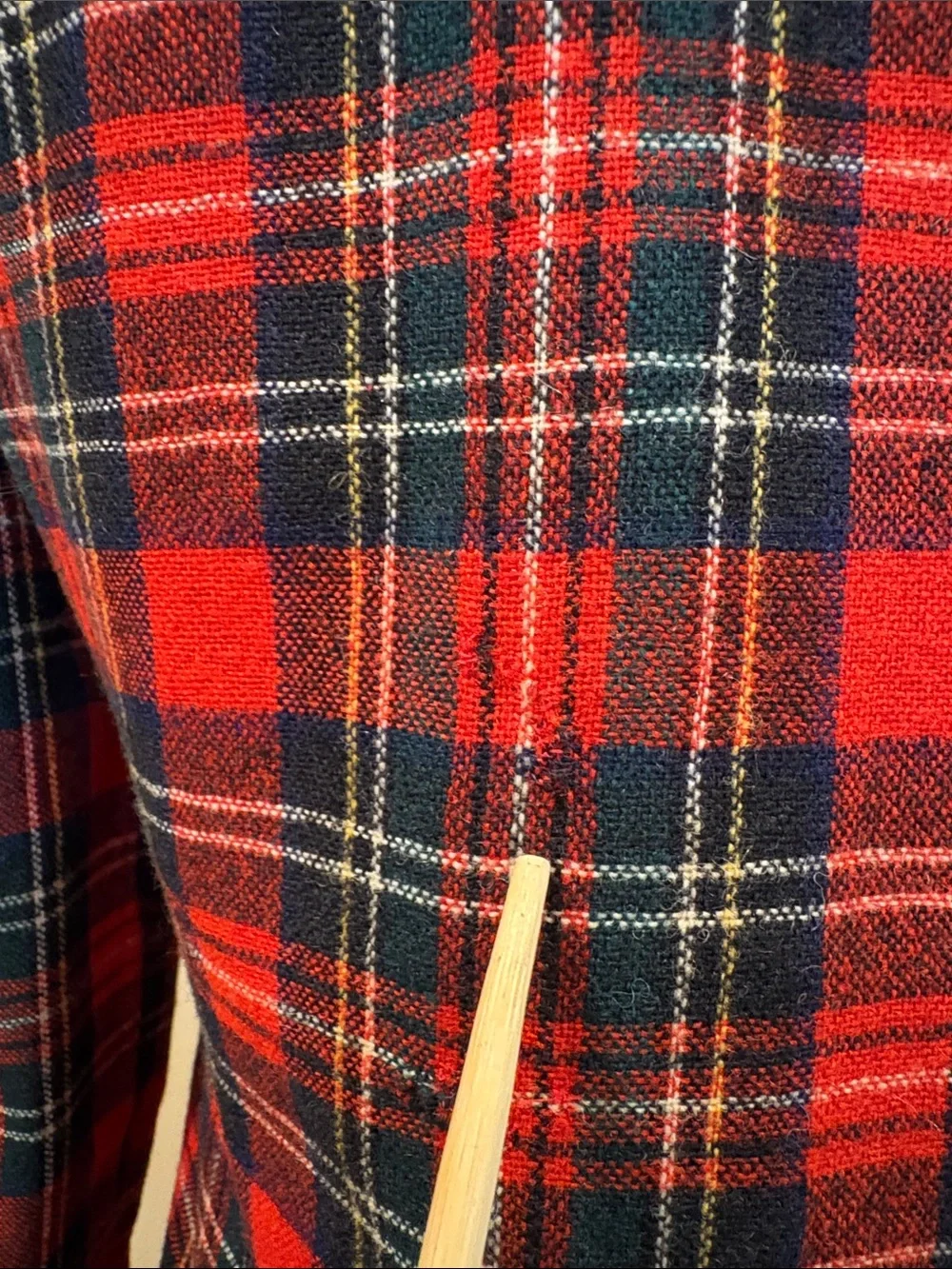 Vintage Ralph Lauren 70s Plaid Button Down Leather Patch Top size 8 *As-Is* - Picture 10 of 16
